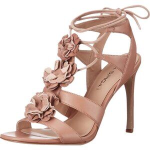 VIA SPIGA Deedee Leather Flower Embellished Heeled Sandals 8 38 Wraparound Ankle